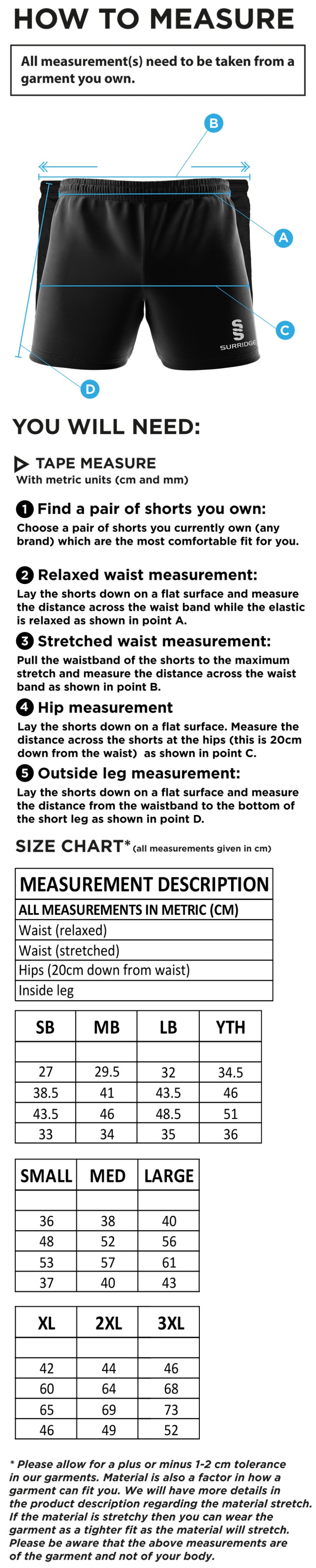 Cumbria 50's Performance Gym Short : Navy - Size Guide