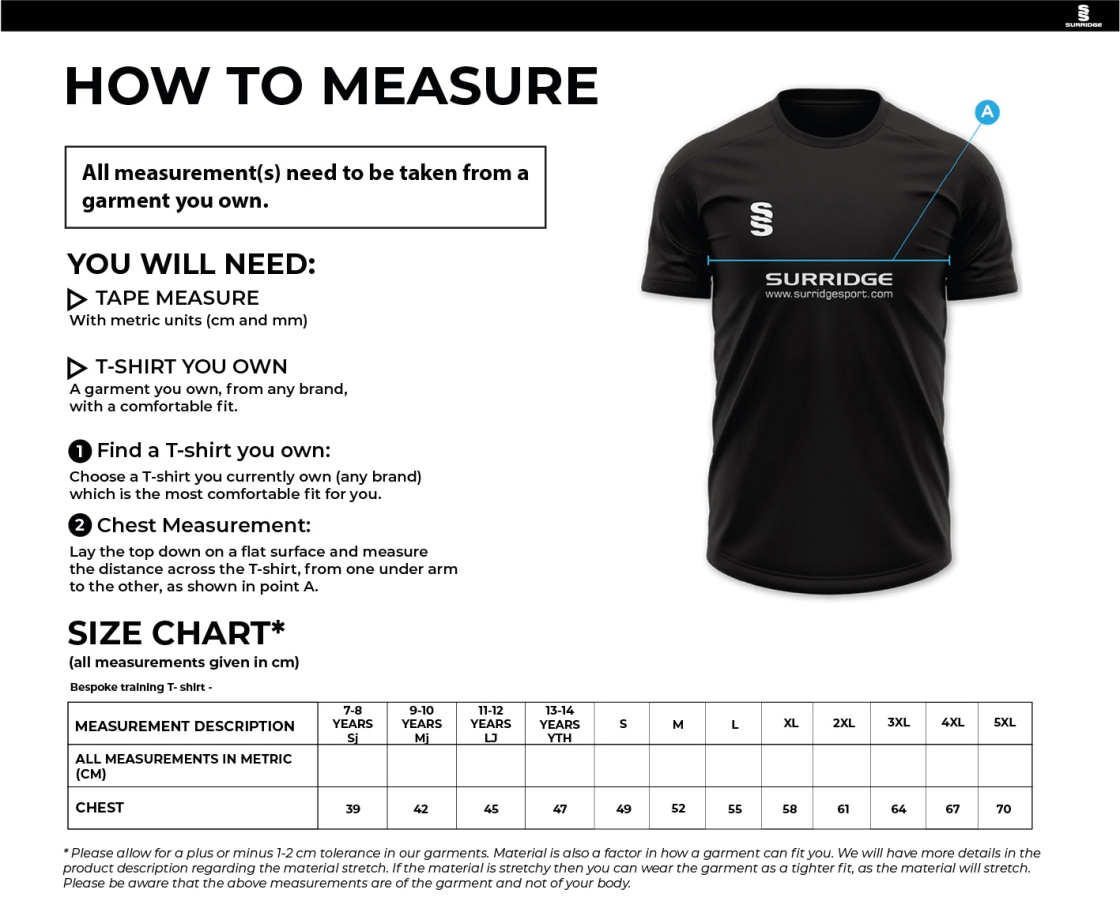 Cumbria 50's IMPACT T-SHIRT-Navy - Size Guide
