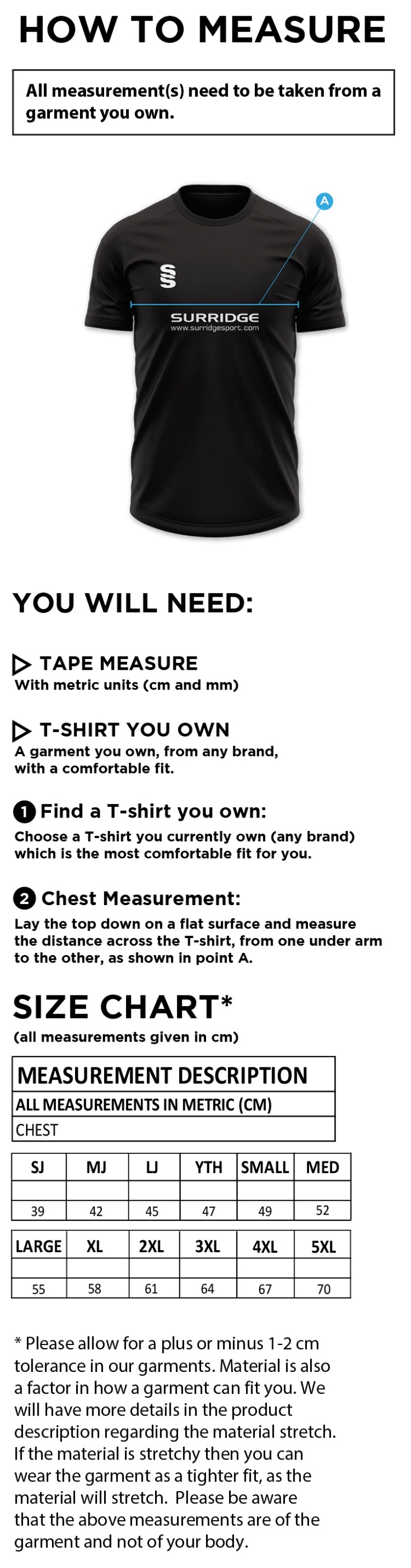 Cumbria 50's IMPACT T-SHIRT-Navy - Size Guide