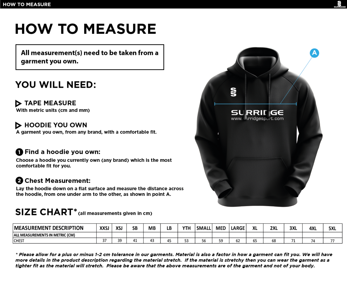 Cumbria 50's Fuse Hoody : Navy / White - Size Guide